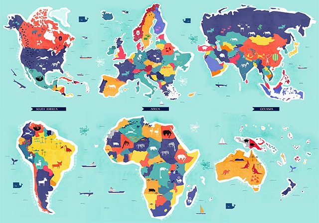WORLD MAP with animals
